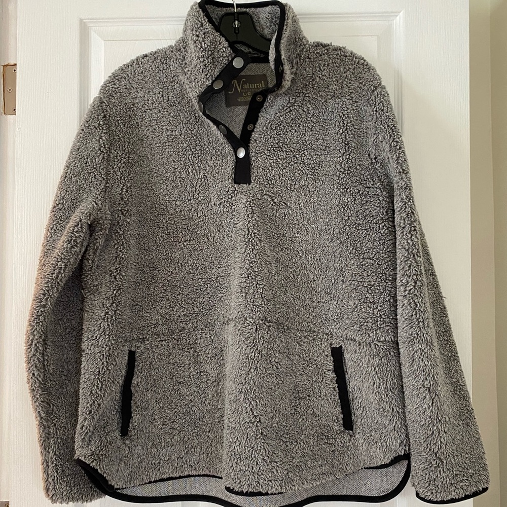Warm fleece sweater, great for this time of year.
